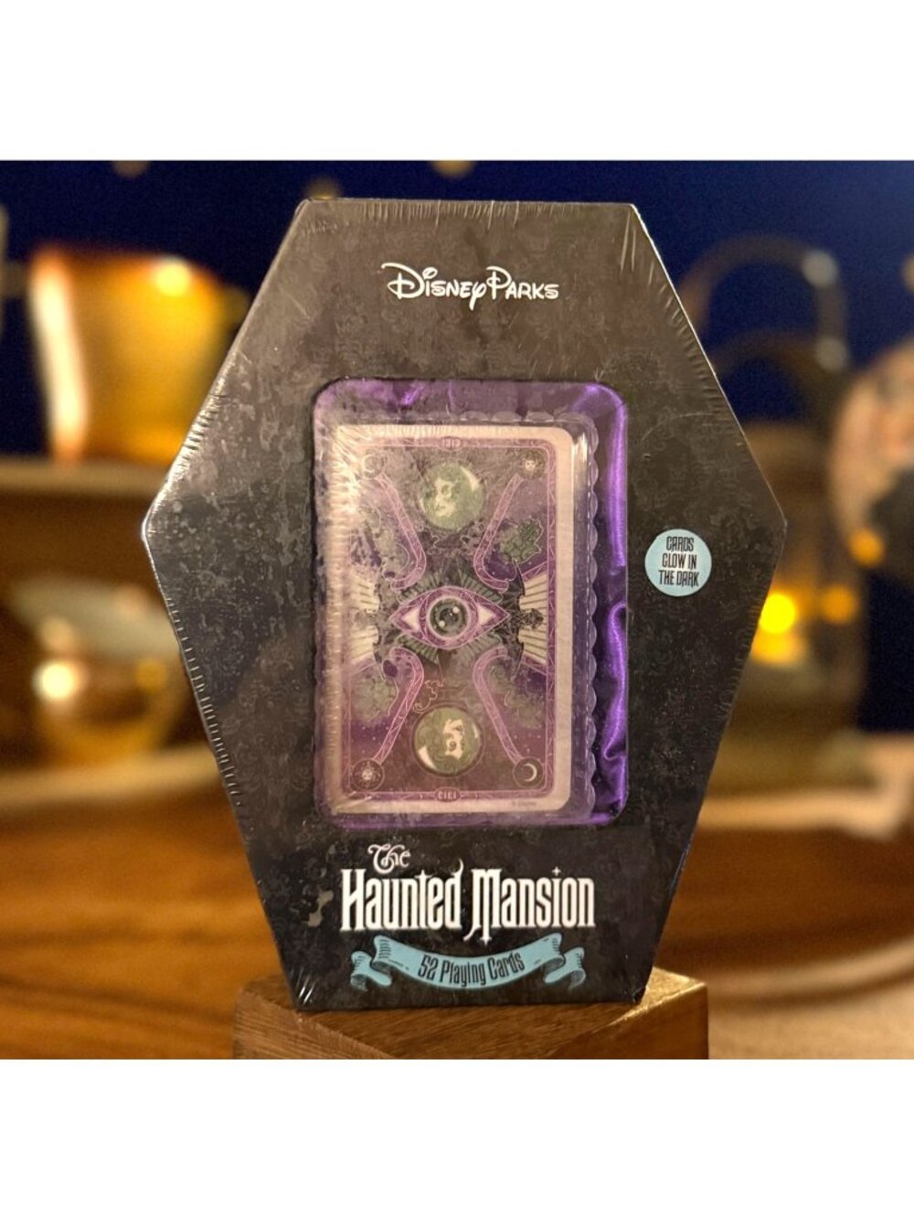 Haunted Mansion Glow in the Dark 52 Playing Cards Coffin Box | Disney Parks